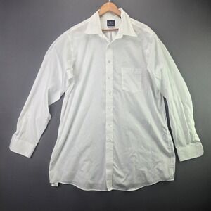 Eagle Shirtmakers Button Down Dress Shirt 18 37/38 White Tall Fit Non-Iron Pock